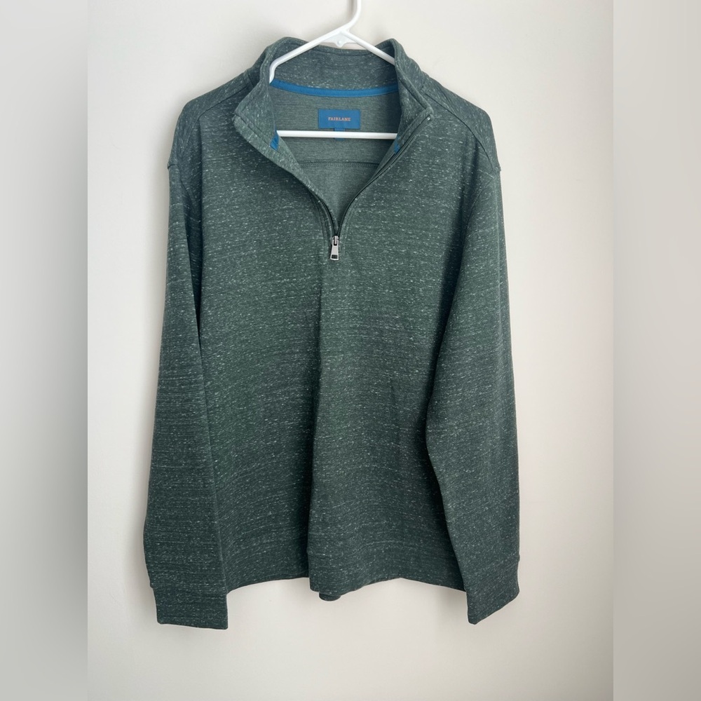 Fairlane Mens Quarter Dark Green Zip Pullover L